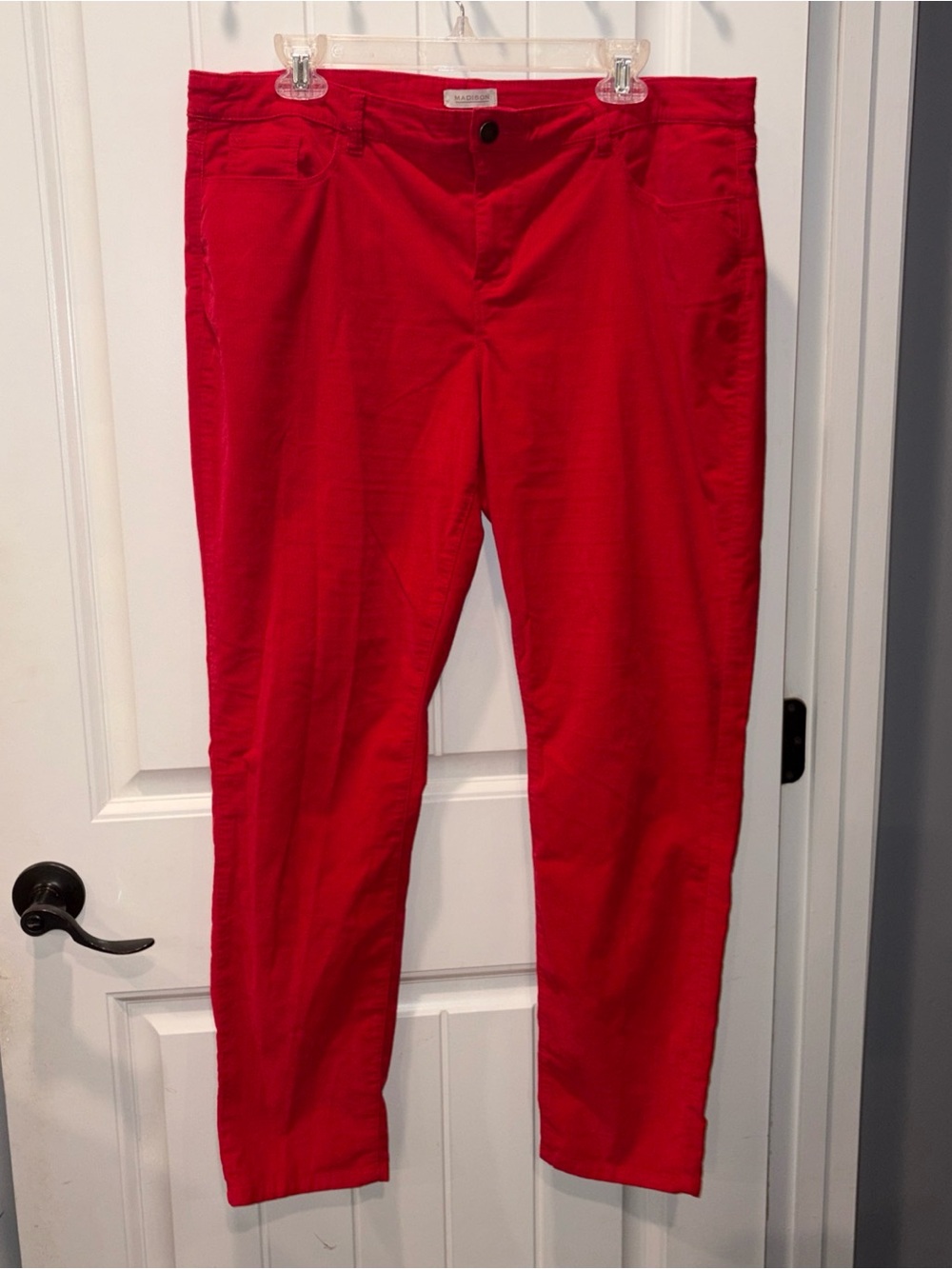 Madison Red Corduroy Size 16 Pants 98% Cotton 2% Spandex